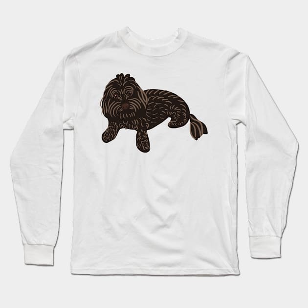 Black Maltipoo Long Sleeve T-Shirt by PatternbyNOK